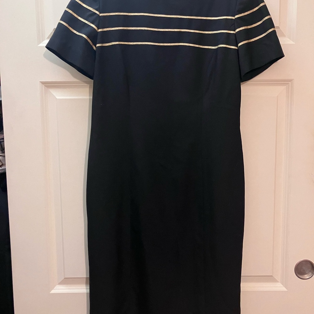 80s/90s Midi Black Dress with Gold Accents